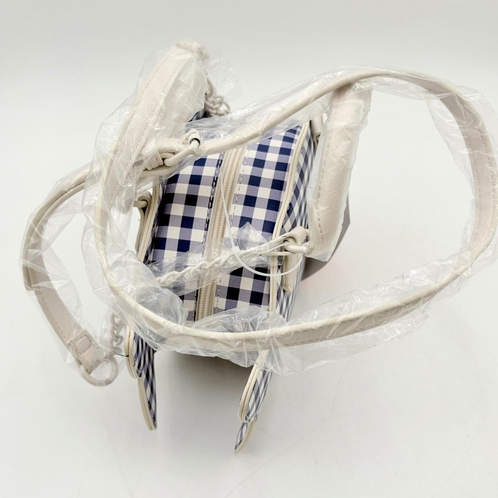 Luv Betsey LBFISH‎ Betsey Johnson Gingham Fish Crossbody Bag Navy Blue White - Picture 6 of 9